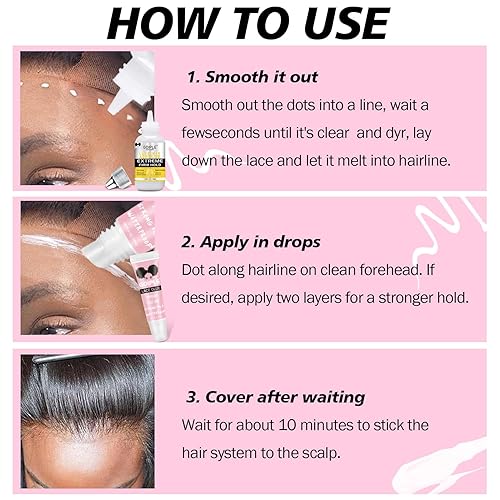 Miniatura 6 de Pegamento de peluca para pelucas de encaje frontal, pegamento de encaje impermeable para pelucas sin residuos, adhesivo de encaje transparente de