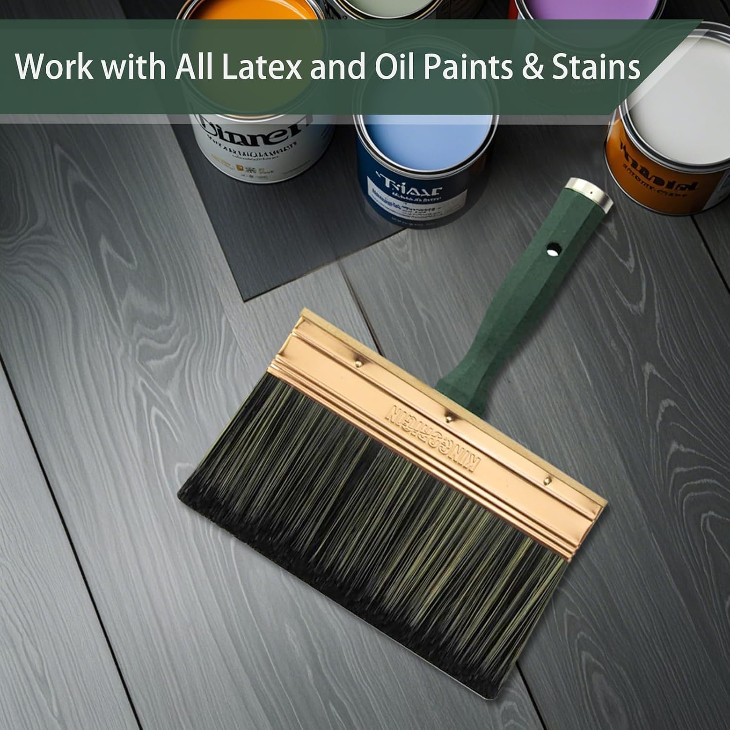 King Origin Deck Stain Brush, 9 Inch Deck Paint Brush | Threaded Handle for Extension Pole, Wide Large Brushes for Staining Wood, Fence, Walls, Lime Wash Paint Brush