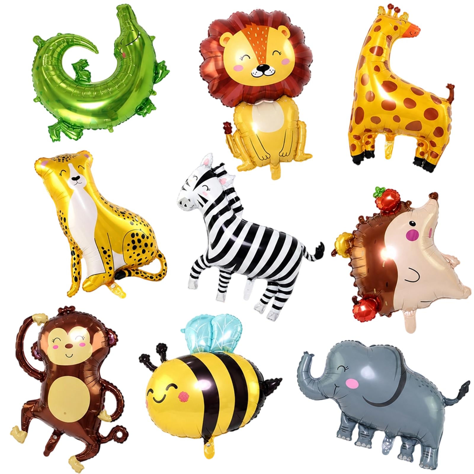 9Pcs Safari Balloons,Animal Balloons Set,Foil Balloons for Helium,Jungle Theme Party Decorations,Safari Birthday Decorations,Inflatable Animals for Birthday Celebrations Wild One Zoo Birthday Supplies