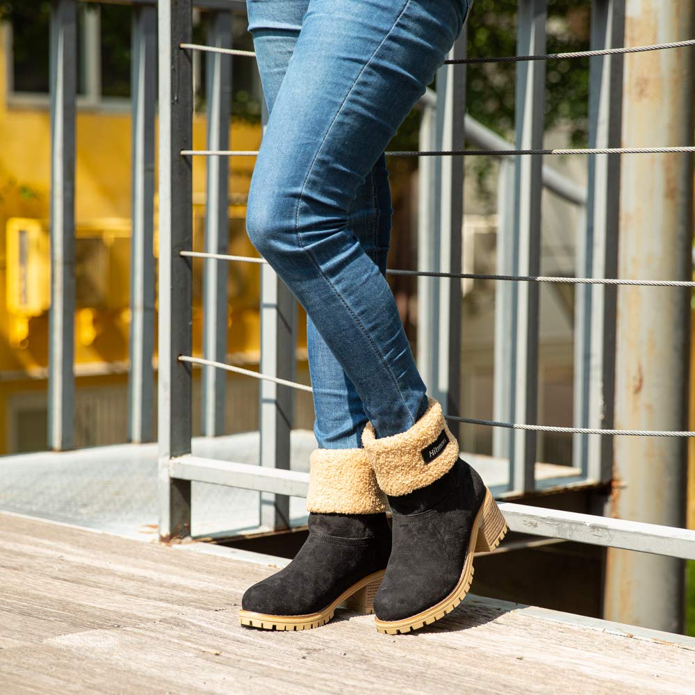 Hitmars Stivali Donna Invernali Stivaletti Camoscio Boots Stivali Foderati Caldi Scarpe Eleganti Comodi Moda Nero Marrone Kaki Grigio EU 35-43