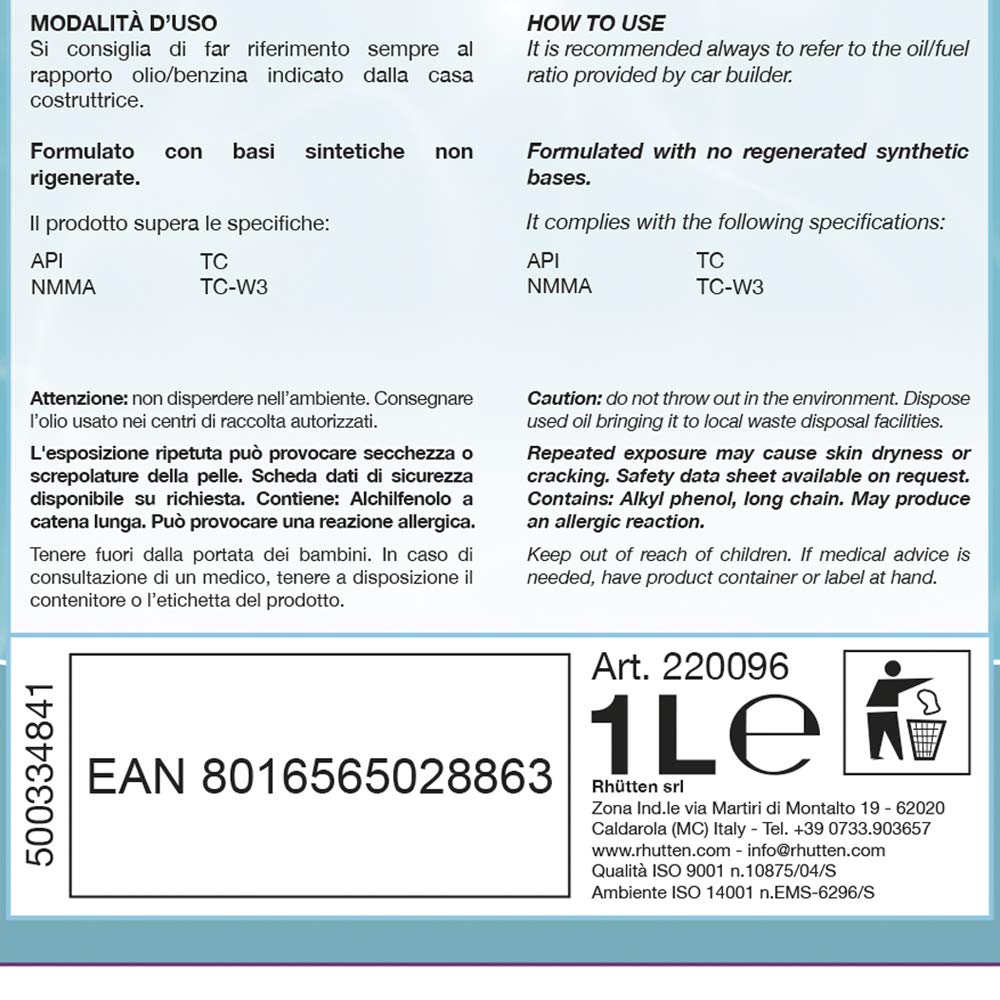 Olio Nautico Outboard Lubrificante Motori 2 Tempi Fuoribordo 1L