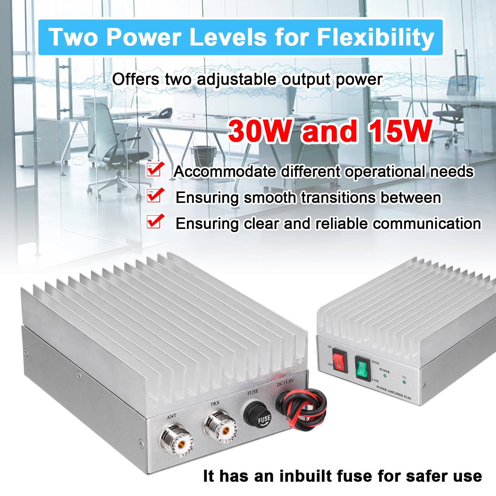 Amplificador portátil de 30 W de potencia de potencia de potencia de salida ajustable Half-dúplex para uso profesional