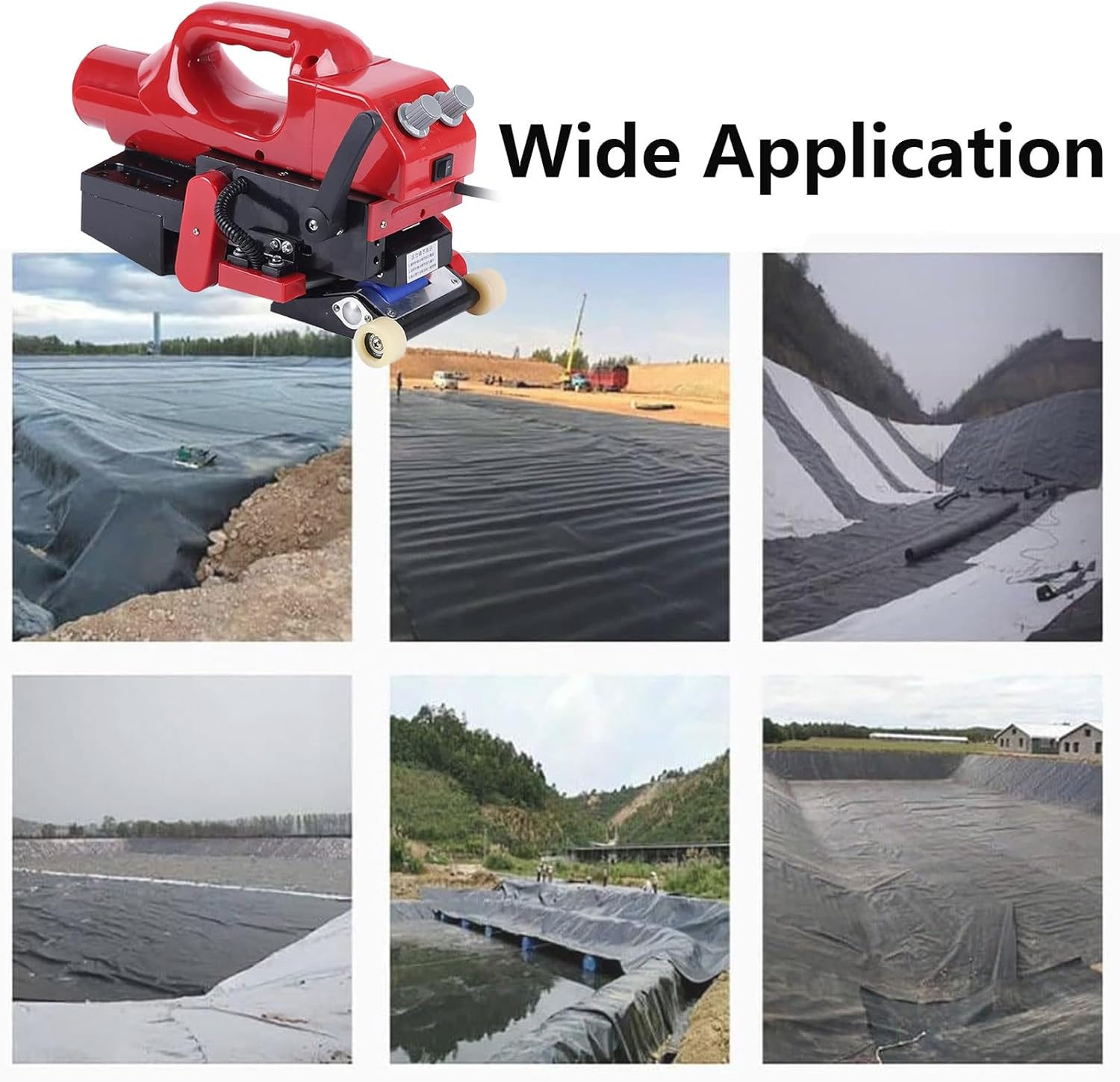 Geomembrane Welding Machine, Hot Wedge Welding Machine HDPE Sheet Plastic Liner Welder PVC Film Sealing Machine Plastic Layer Sealing Tool for Sealing Welding PVC EVA PE HDPE