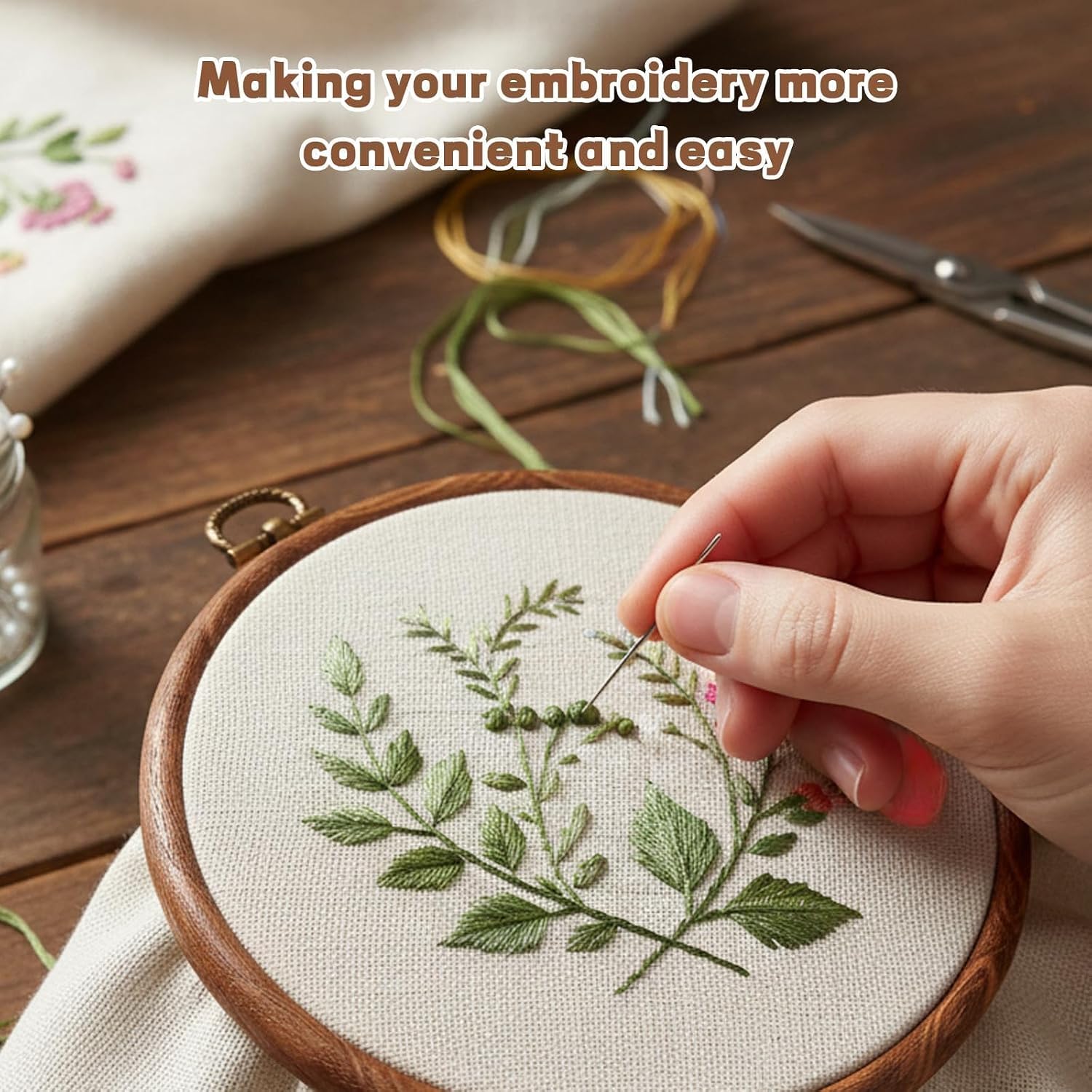 2 Pack 6.7Inch Cross Stitch Hoop Imitated Wood Embroidery Frame Embroidery Hoops Round Plastic Embroidery Hoop for Art Craft Sewing and Hanging Ornaments Decor