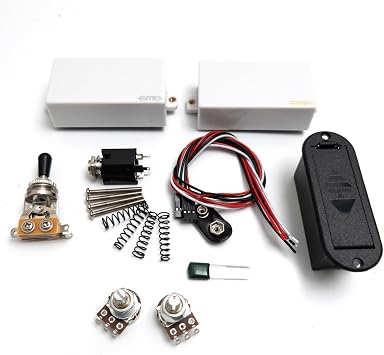 HH Active Humbucker Pickup, 81/85 Style, Matte White, For Fender Strat Electric Guitar - Utility Jeepie 2 Pots Pickup Set