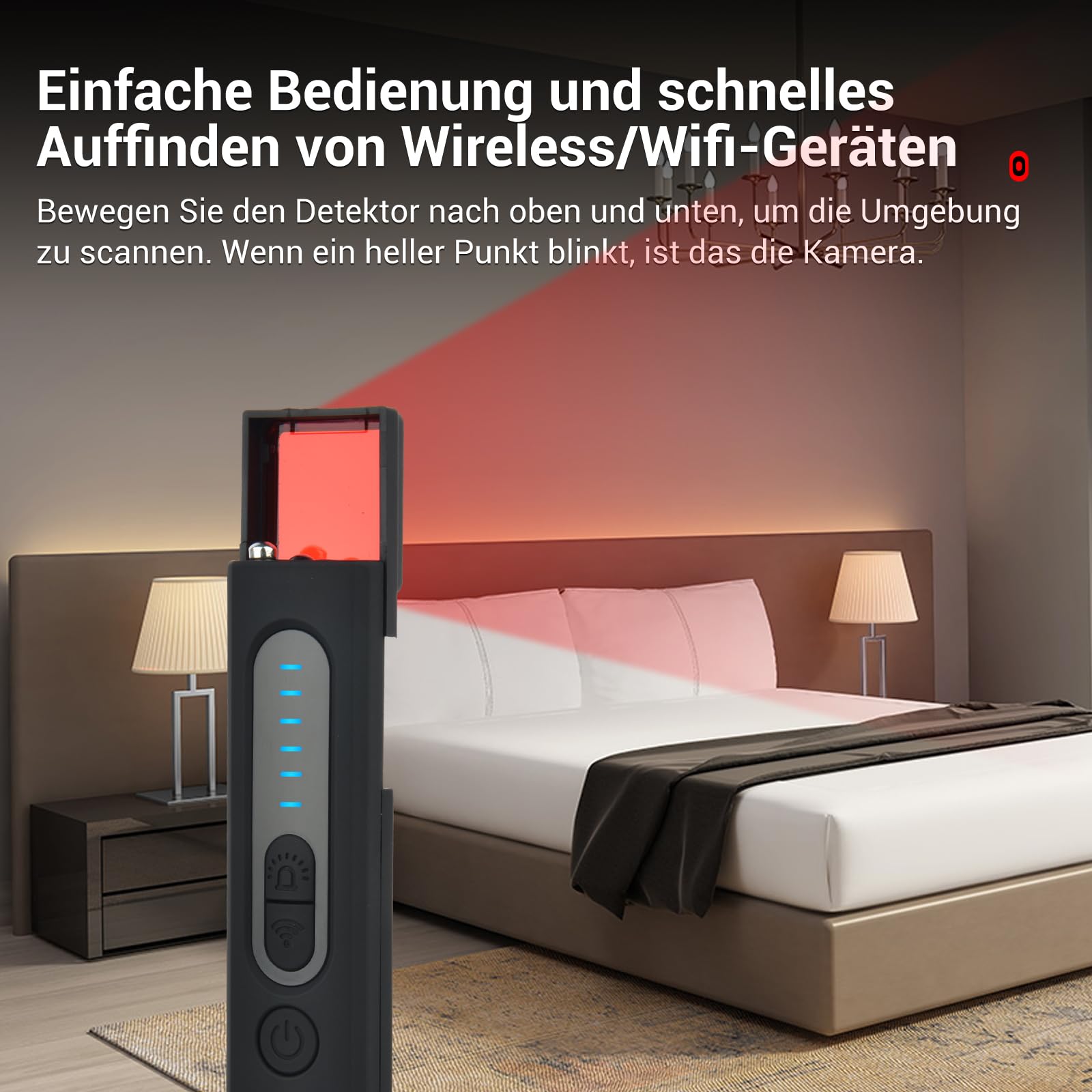 Detecteur de Camera Micro Espion: Bug Détecteur RF sans Fil pour Caméra Dissimulée,Anti-Espion Bugs GPS Tracker Scanner Cachée GSM ÉCoute Device Finder pour Bureau à Domicile Hôtel