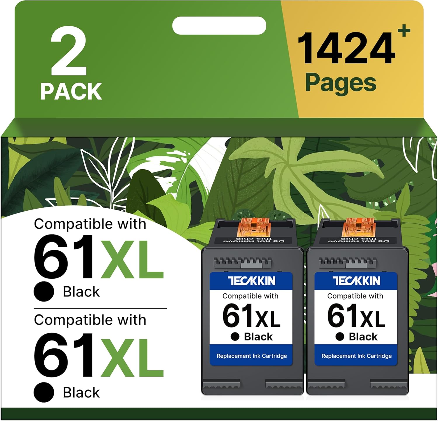 61XL Black Ink Cartridge Replacement for HP Ink 61 HP 61 Black Ink Cartridge HP 61 Fit for Envy 4500 5530 4501 4502 DeskJet 1000 1010 1050 1510 2050 2510 2540 OfficeJet 2620 4630 Printer (2 Black)