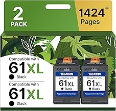 61XL Black Ink Cartridge Replacement for HP Ink 61 HP 61 Black Ink Cartridge HP 61 Fit for Envy 4500 5530 4501 4502 DeskJet 1000 1010 1050 1510 2050 2510 2540 OfficeJet 2620 4630 Printer (2 Black)