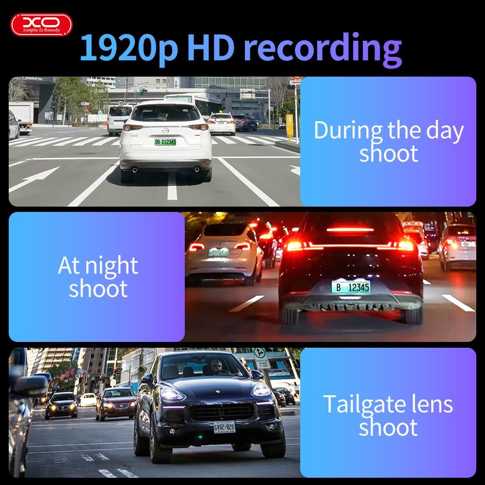 Examples of 1920p HD recording during day, night, and with tailgate lens