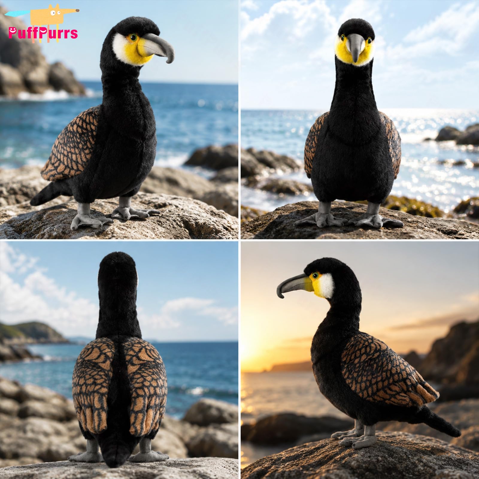 Peluche di Cormorano Realistico, Modello Morbido di Uccello Acquatico per Birdwatcher e Collezionisti, 42 cm