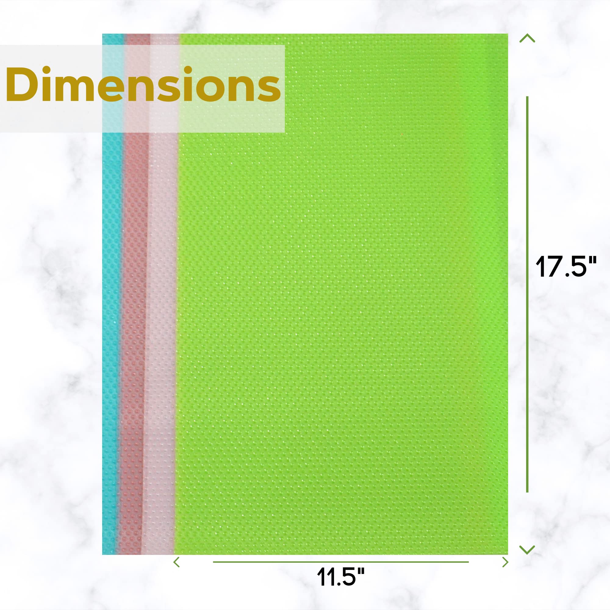 EZYNA [12 Pack] Refrigerator Liners 17.5''x11.5'' - Shelf Liners for Drawers, Kitchen Cabinet, Fridge Liners and Washable Mats for Glass Shelves- Non-Toxic and BPA Free Multicolor