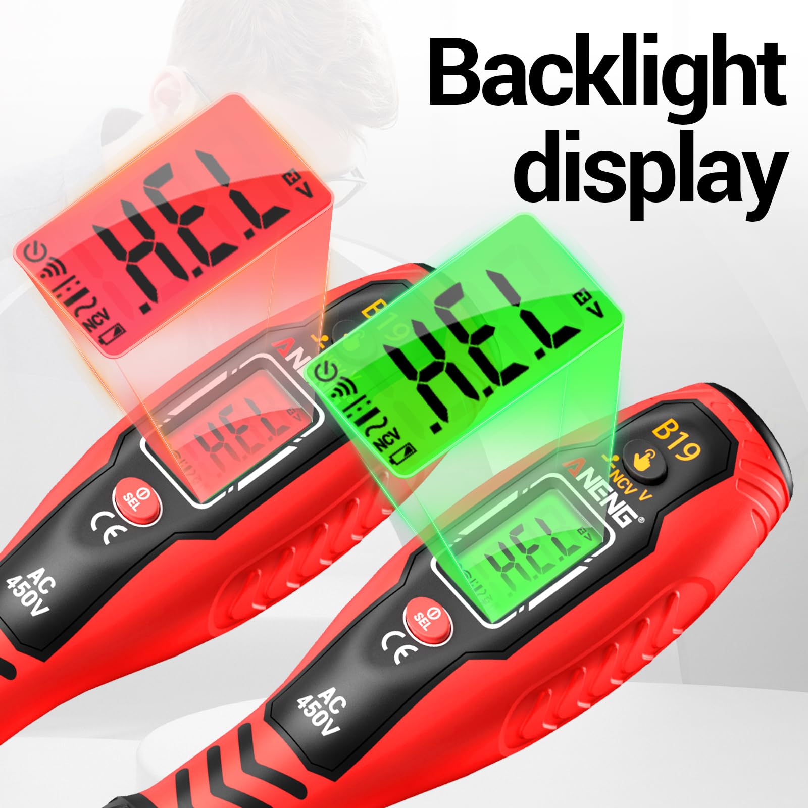 ANENG Testeur de Tension Avec Tournevis,Outil de Test Électrique,détecteur de Tension Sans Contact,Double Plage CA 11V/30V-1000V,Écran LCD,Alarme Sonore,détecteur de Point D’arrêt