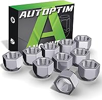 AUTOPTIM 1/2-20 Trailer Lug Nuts 10-Pack Zinc Plated Open End, 13/16" Hex Conical Seat for RV Truck 1/2" Wheel Studs