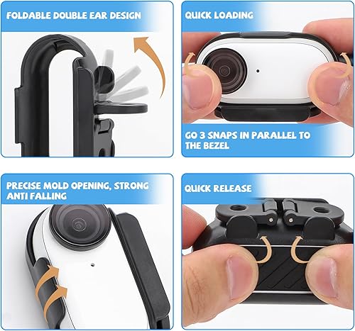 Miniatura 4 de iEago RC Soporte de cámara para Insta360 Go 3, soporte de marco de protección para cámara con adaptador roscado de 14 pulgadas + clip de correa de