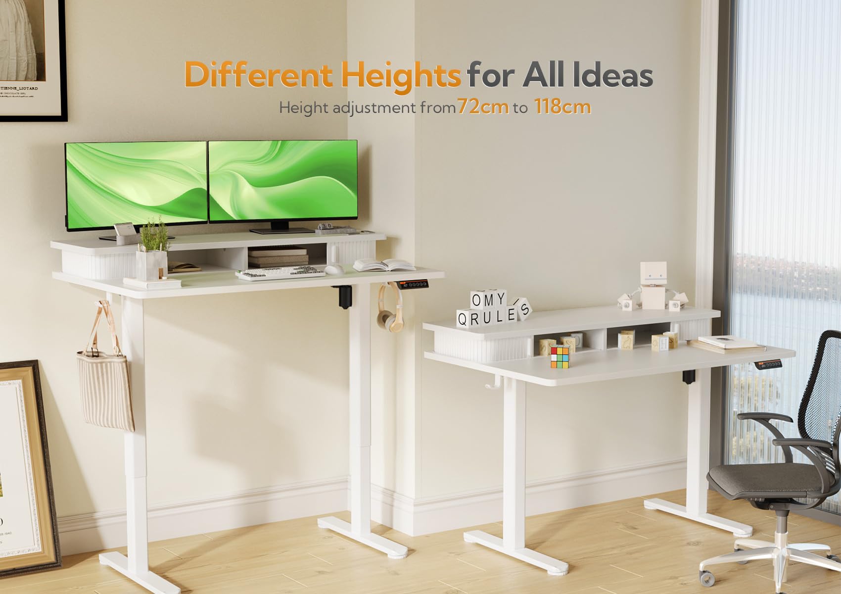 Claiks Electric Standing Desk With Drawers, 120x60cm