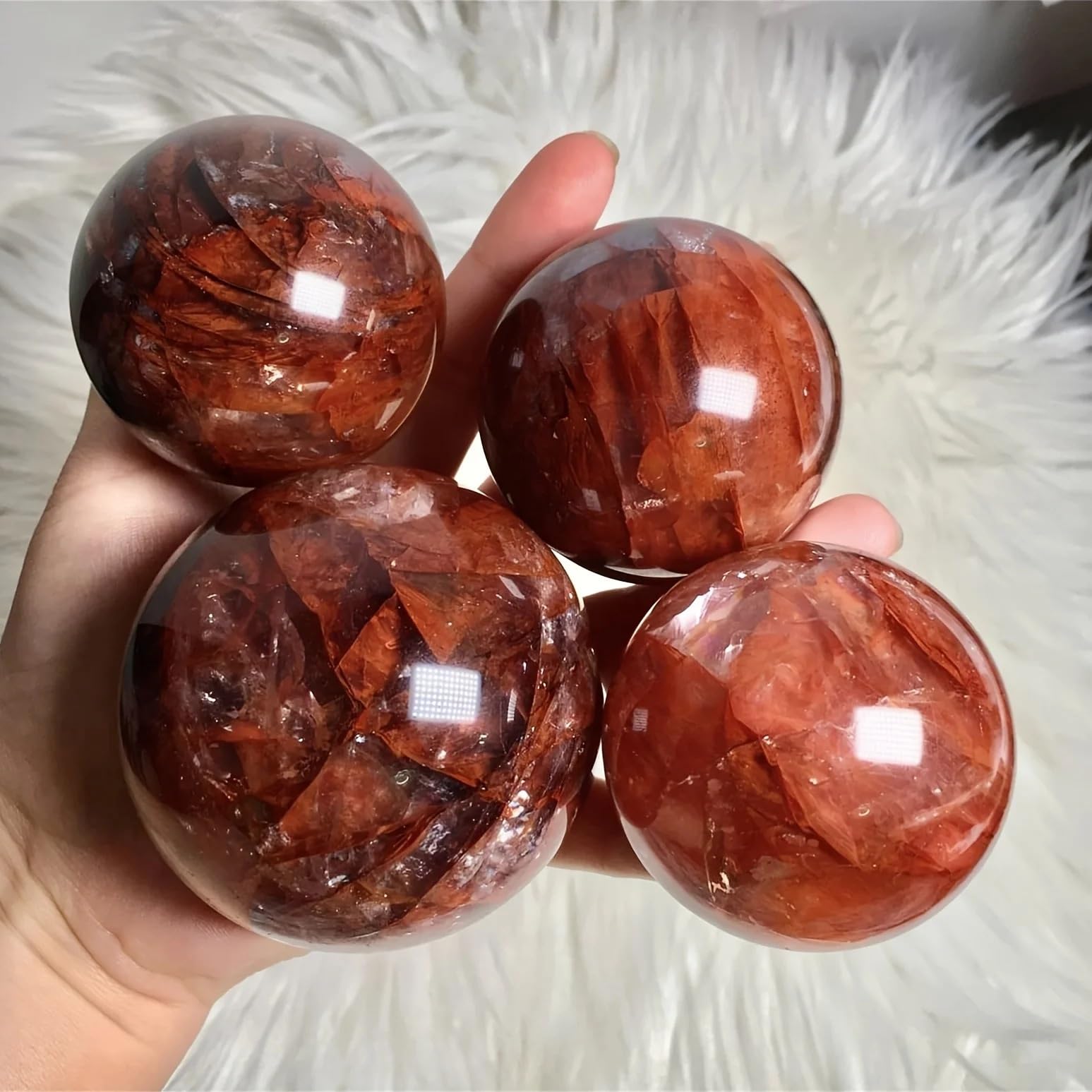 AARTERZZA 1pc 65-70mm Fire Stone Ball Ornament Crystal Sphere Quartz Decor