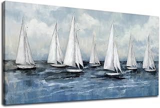 tigeridge Sea Sailboat Canvas Wall Art Abstract Ocean Pictures Nautical ...