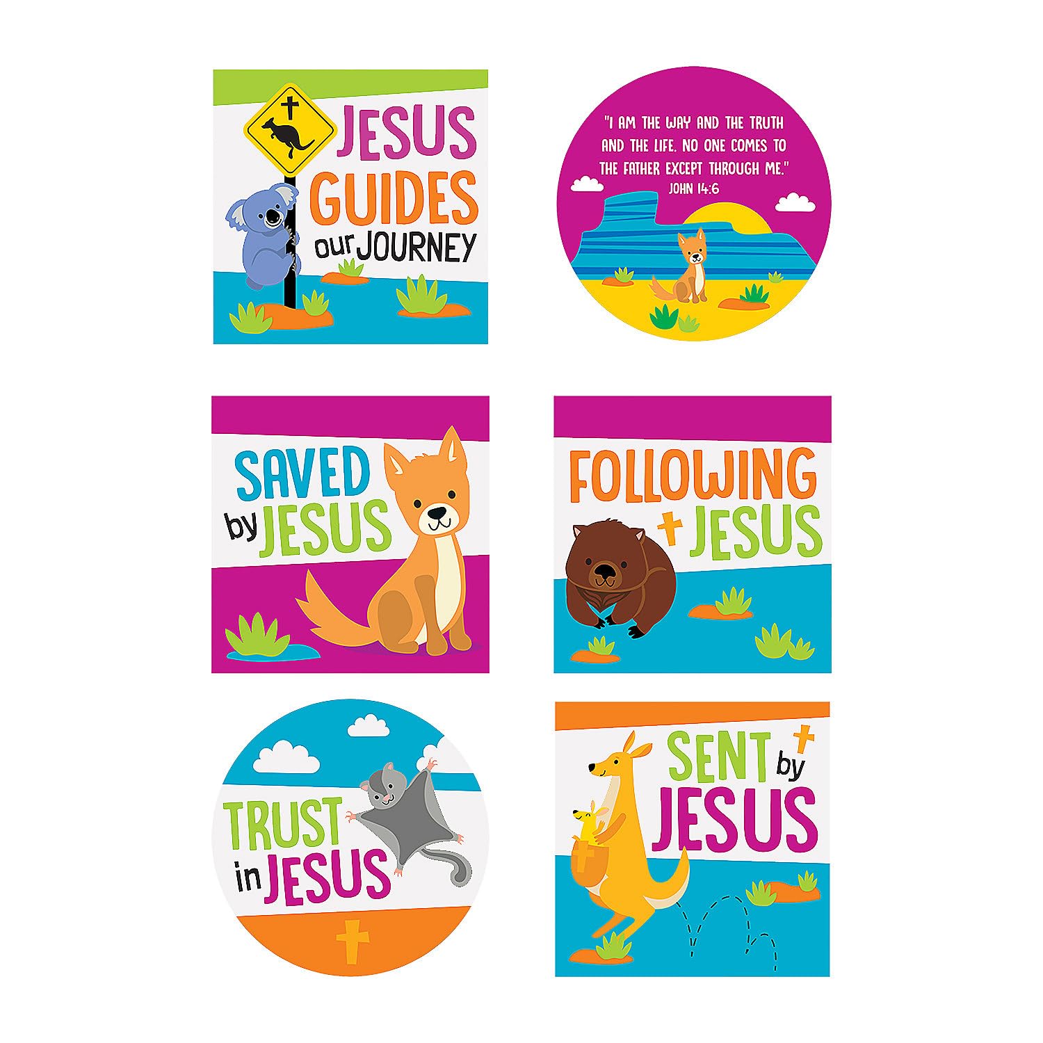 12" x 12" Outback VBS Animal Classroom Wall Cutouts - 6 Pieces, Vacation Bible School Supplies