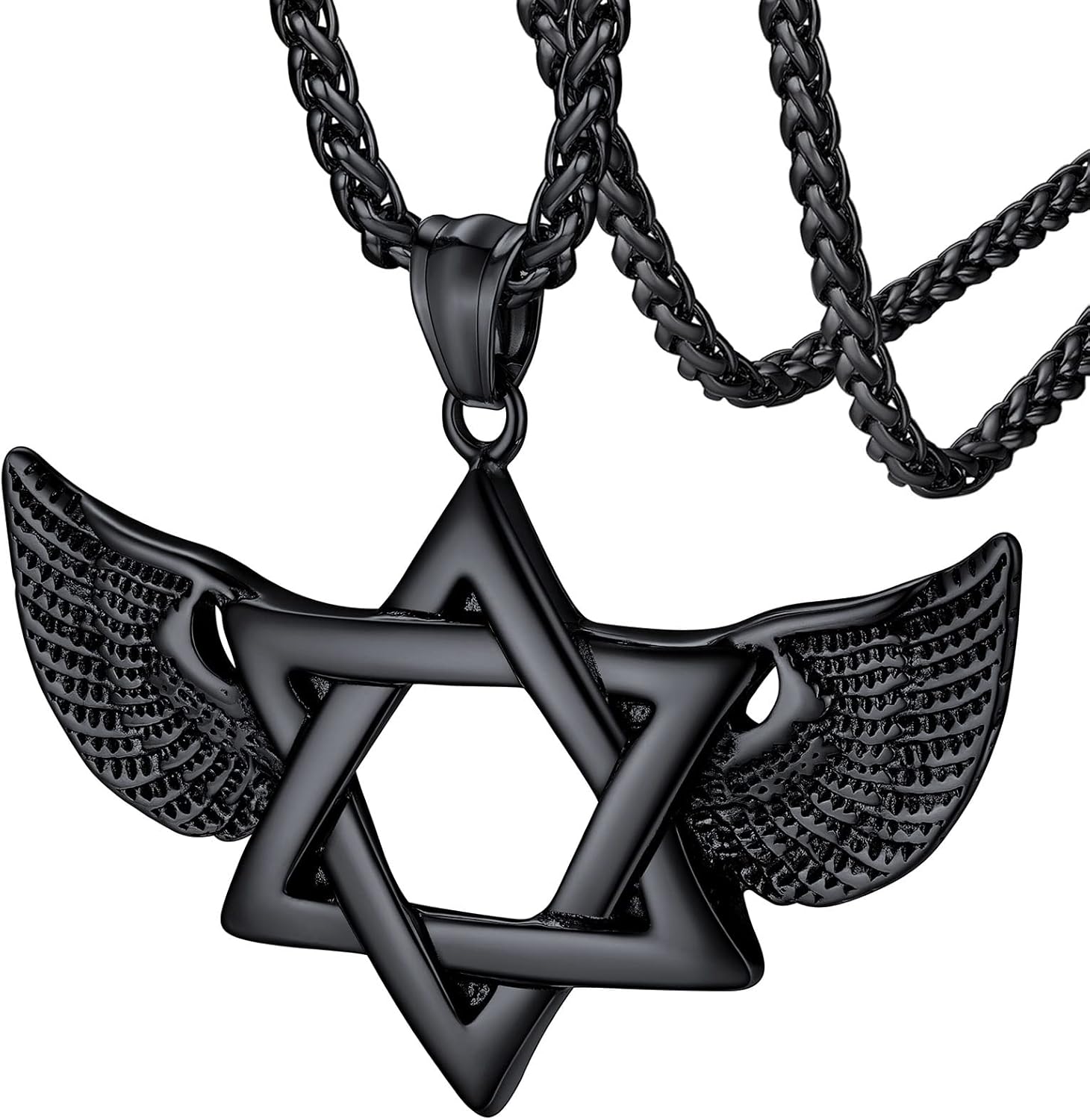 FaithHeart David of Star Necklace for Men Women, Jewish Star Pendant Necklace Stainless Steel Hebrew Amulet Jewelry, Gift Box