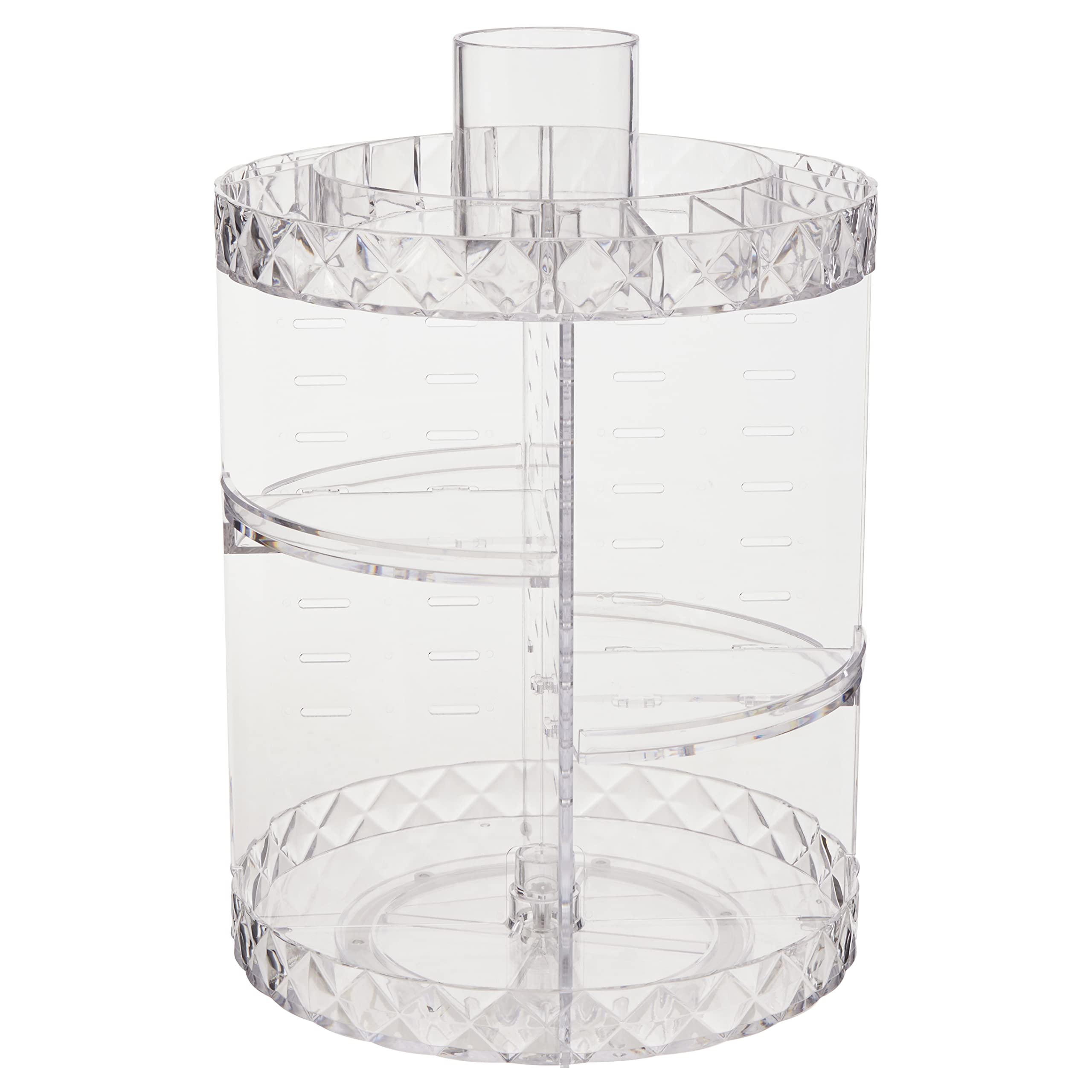 Orsina Unisex Clear Sturdy 3 Tiered Round Revolving Black Cosmetics Organiser, Rotating Organiser, Makeup Drawer Organizer In