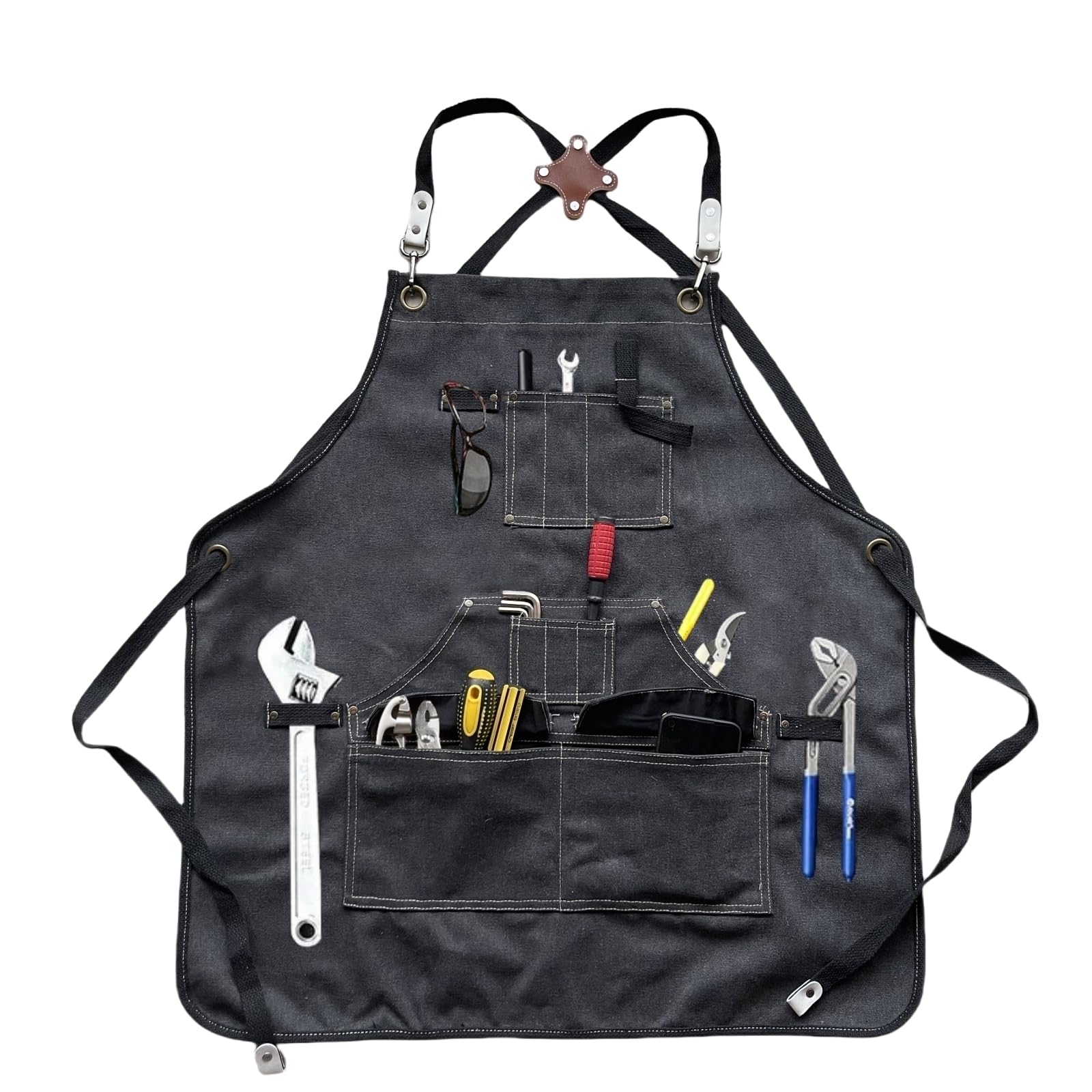 BLIRITEL Canvas Work Aprons for Men with Tools Pockets,Heavy Duty Adjustable Tools Apron, Woodworking Apron for Carpenters