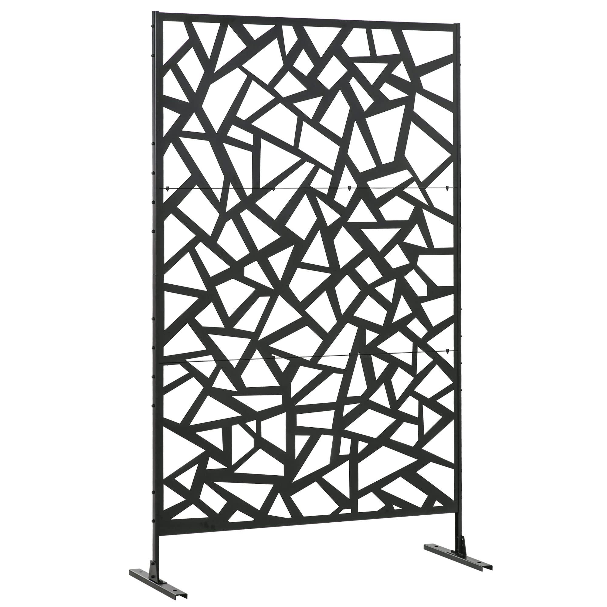 Outsunny Black Garden Freestanding Partition Screen Metal