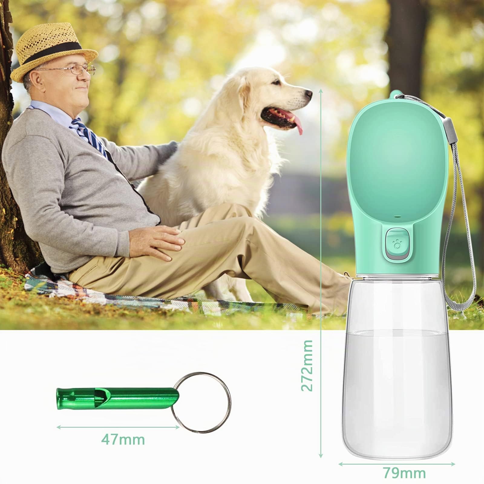 Frasheng Botella para Perros,550ml dispensador de Agua Antibacteriano,Bebedero Perro Portatil,a Prueba de Fugas,Libre de BPA,Dispensador de Agua Antibacteriano para Mascotas para Viajes al Aire Libre