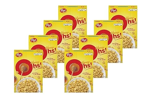 Honey Ohs! Crunchy Breakfast Cereal Os hecho con maíz endulzado, avena y arroz, caja de 14 onzas (paquete de 8)