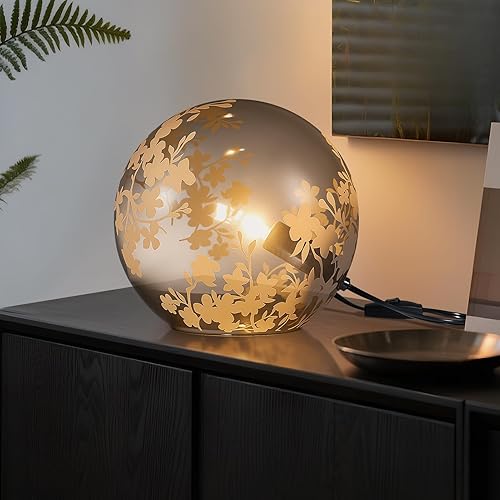 Miniatura 8 de Lámpara de mesa de bola de 7.8 pulgadas con pantalla de cristal, elegante lámpara de bola para dormitorio, sala de estar y estantería, diseño Flor