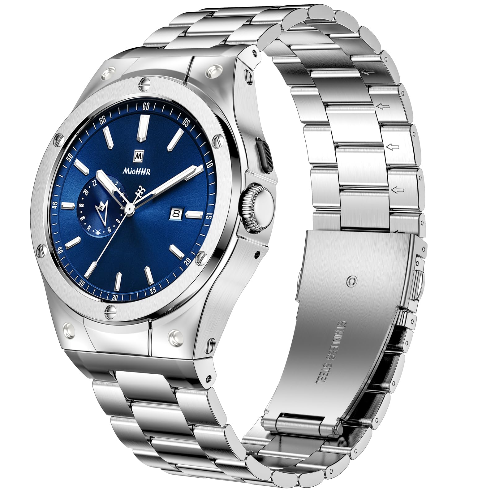 MioHHR Compatible with Google Pixel Watch 3 45mm Bands for Men Women, Stainless Steel Case with Smartwatch Strap Bands for Google Pixel Watch 3 45mm (