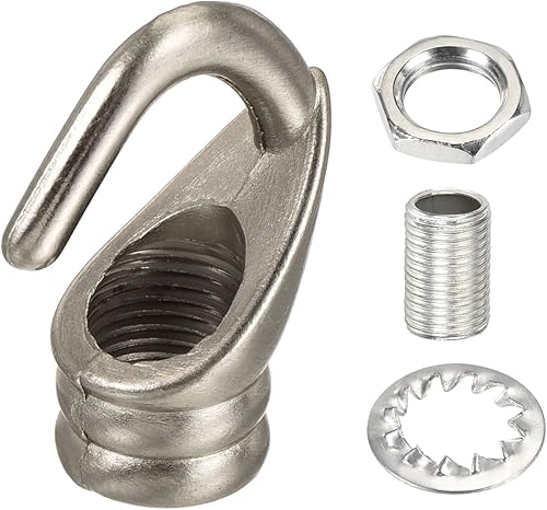 Miniatura 6 de YOKIVE 2 ganchos de techo de aleación M10, colgador de accesorios colgantes galvanizados | Lámpara de araña colgante, ideal para el hogar (níquel,