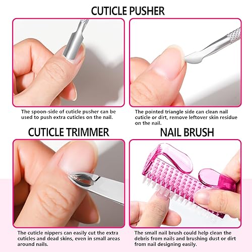 Miniatura 4 de FANDAMEI Kit de manicura para mujer, kit de cuidado de uñas con lima de uñas de cristal, 5 limas de uñas de grano 180240 para uñas naturales, aceite