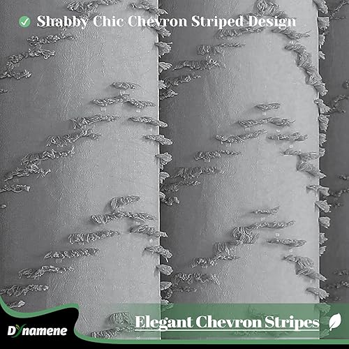 Vista 162 de Dynamene - Cortina de ducha, bohemia y rústica con rayas con chebrón en relieve, cortina texturizada para decoración de baño, juego de cortina A.