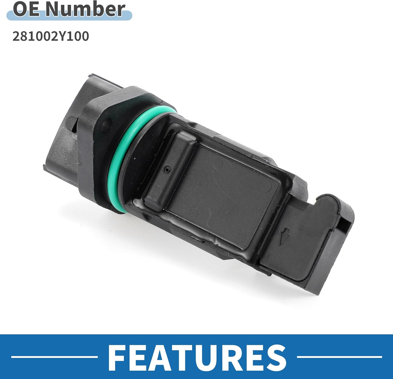 MAF Sensor No.281002Y100 MAF Mass Air Flow Sensor for Kia Spectra 1.8L 2002-2004 Plastic Metal Black