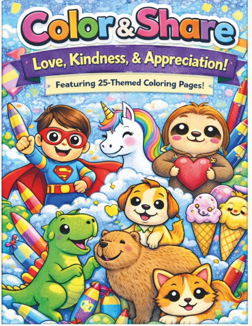 Color & Share: Love, Kindness, & Appreciation!: 25 unique coloring pages focused on love, kindness, and appreciation designed for sharing (Color & Share Celebrations)
