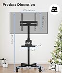 AX WABER Mobile TV Stand for 23-60 Inch LCD LED Flat/Curved Panel Screen TVs, Rolling TV Cart Holds up to 88Lbs Portable Stand with Shelf Rolling Floor Max VESA 400x400mm