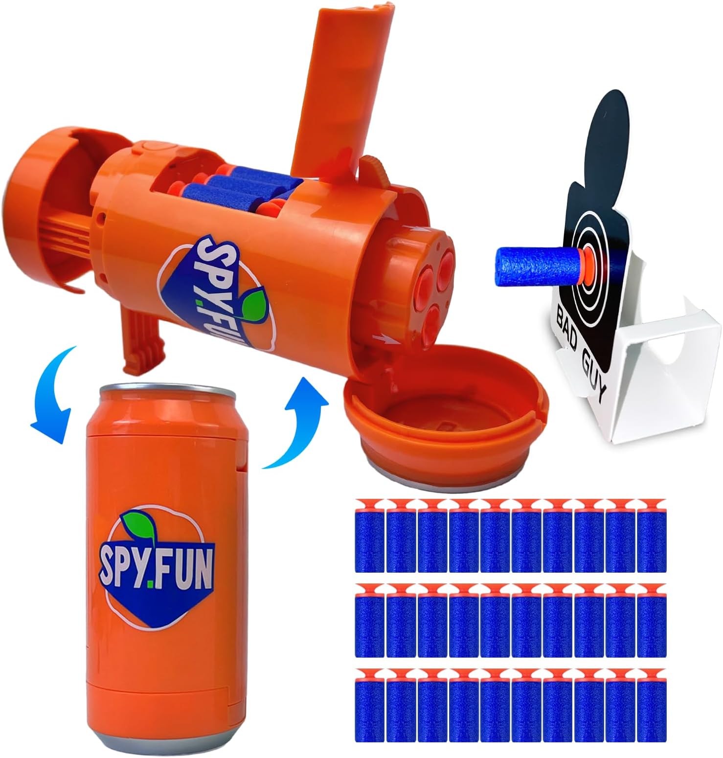 – AGM MASTECH Transforming Soda Can Toy Gun - Shoots Soft Foam Darts, Includes Shooting Target, Ideal Gift for Boys and Girls, Perfect for Indoor and Outdoor Play