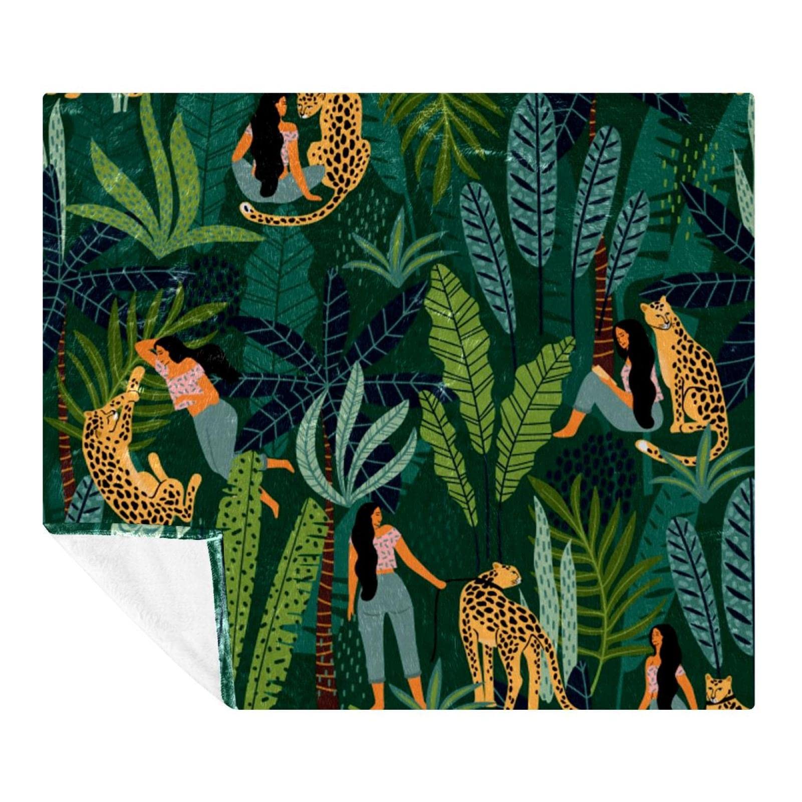 Couverture douce en microfibre haut de gamme au motif léopard jungle