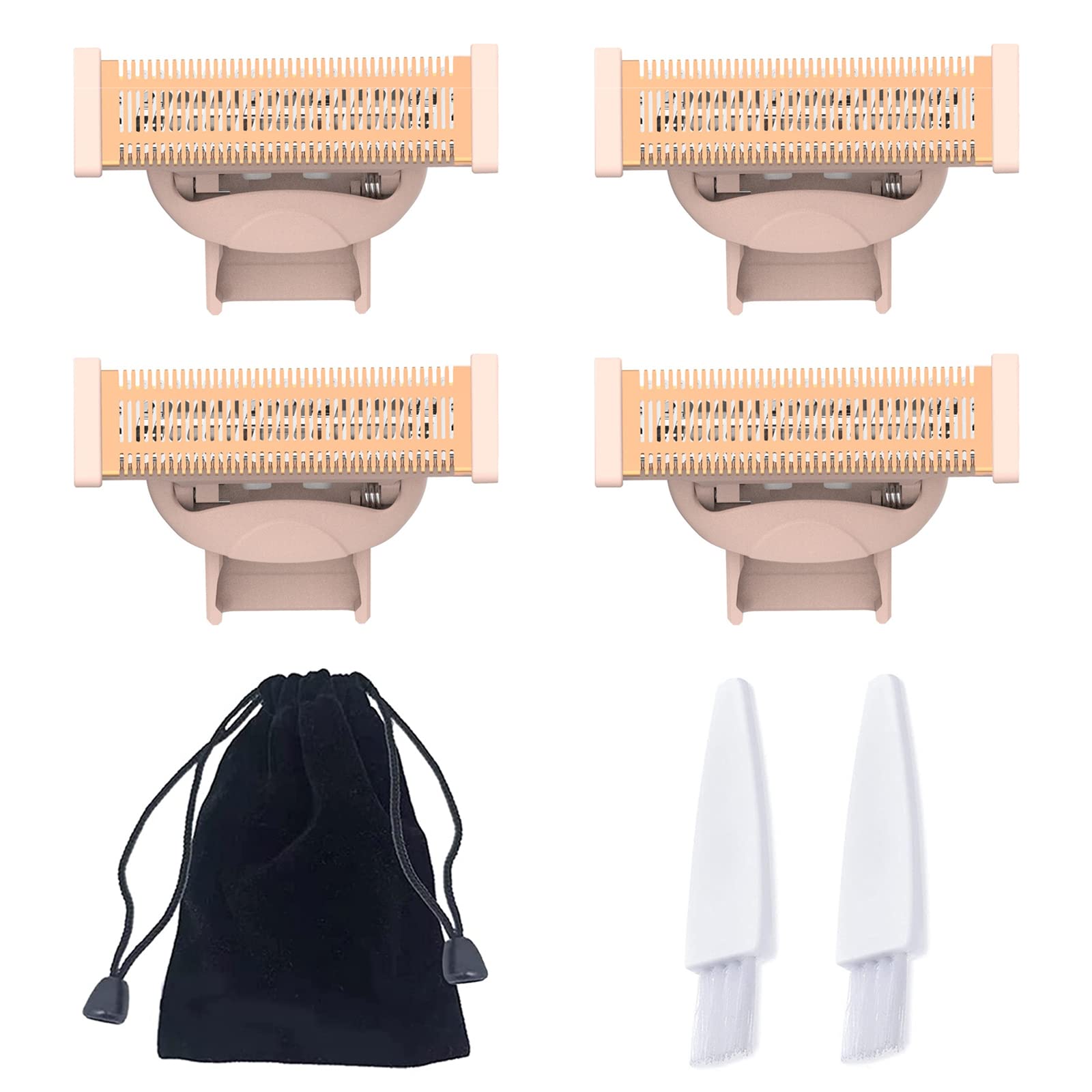 4PCS LinMei Nu Shaver Replacement Heads Compatible for Finishtouch Flawless Women Nu Razor with Bag, 2 Cleaning Brush