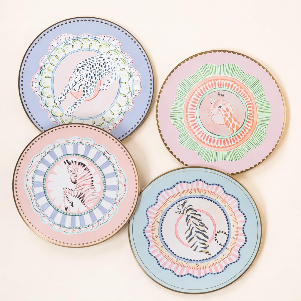 Yvonne Ellen Round Cork Placemats Set of 4 | Washable, Waterproof & Heat-Resistant Place Mats for Table, Non-Slip Durable Colourful Animal Table Mats for Dining, Easy to Clean & Reusable | 29 x 29 cm