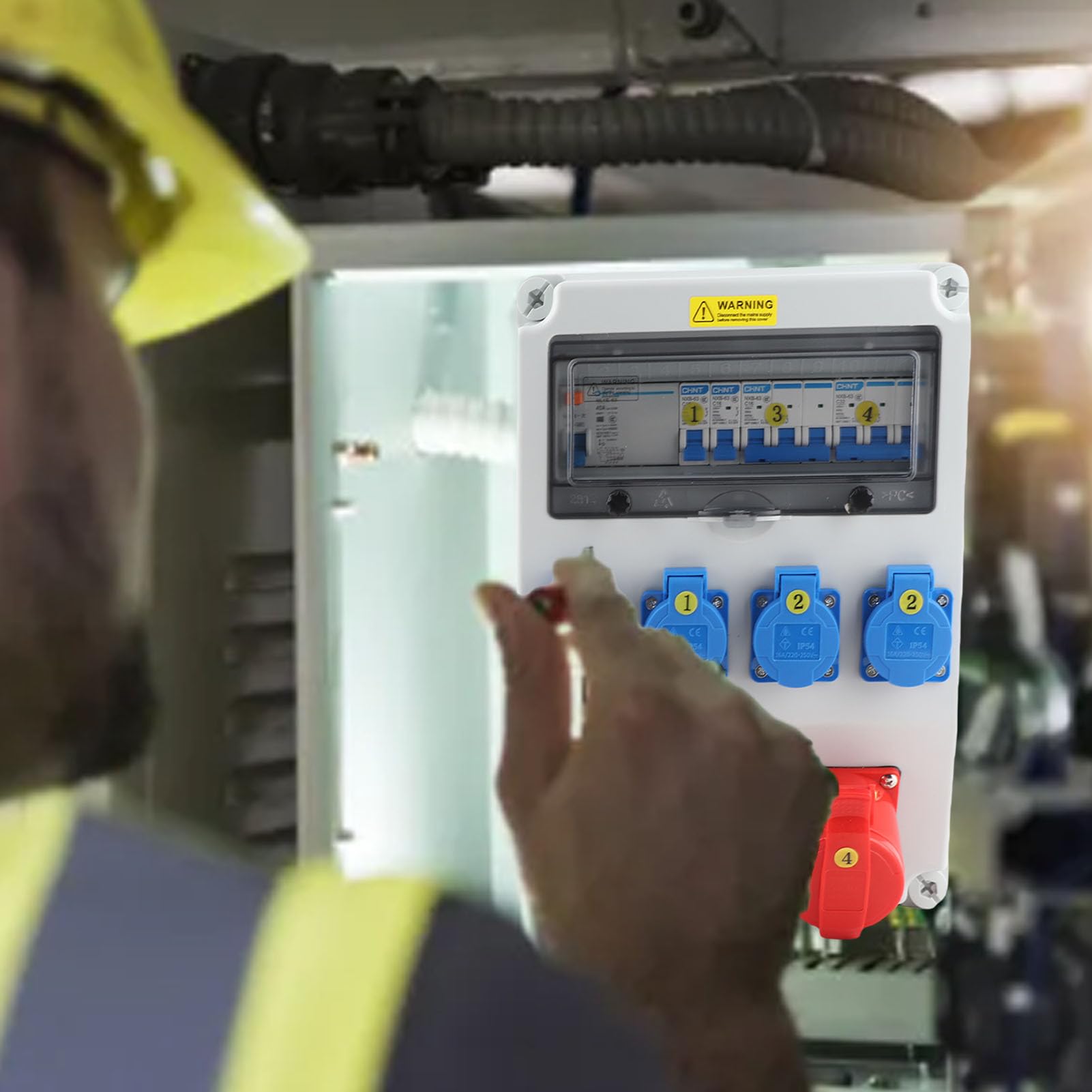 Generic Wysokiej Jakości Puszka Gniazd Przemysłowych z Wbudowanymi Wyłącznikami Zapewniającymi niezawodną dystrybucję Energii 6 Gniazd IP44 Stopień Ochrony IP54