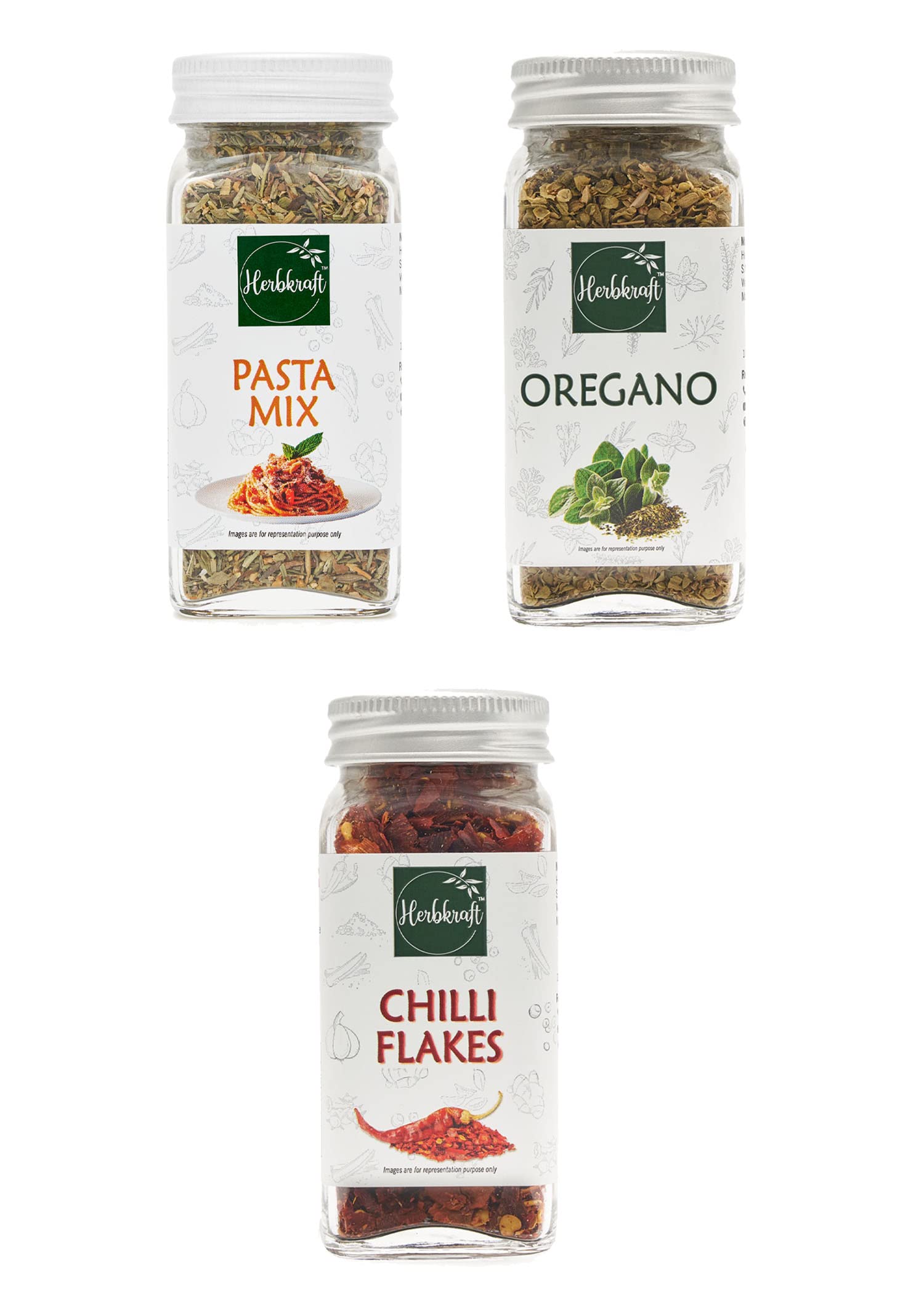 Pasta Mix 35 GM + Oregano 13 GM + Chilli Flakes 34 GM | Fresh, Natural Herbs, Seasonings | Dry Leaves | Grocery - Masala - Spices | Vegetable Stir Fry - Pizza - Pasta - Bread - Cheese