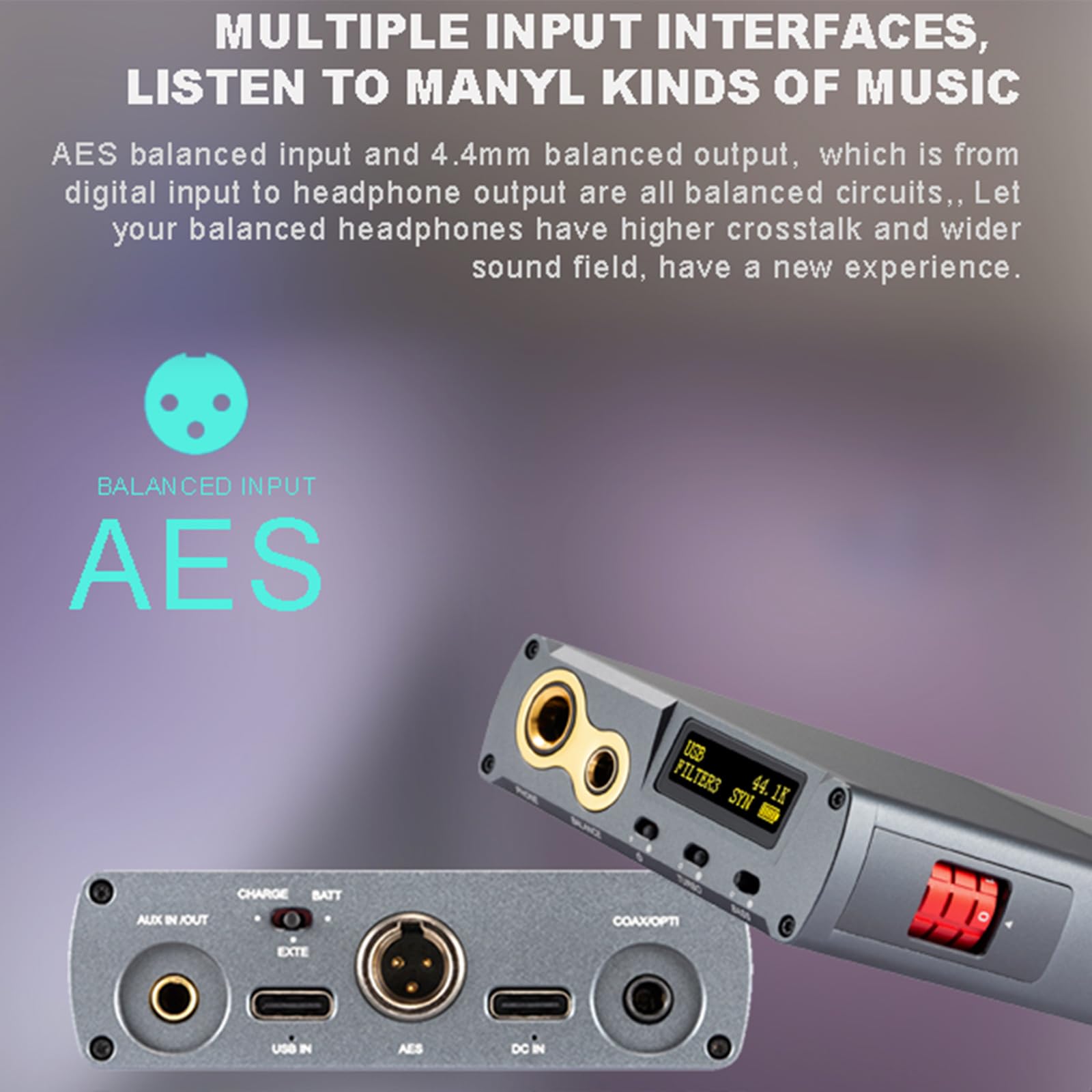 Jemora XD05 Bal2 DAC bilanciato HiFi Portatile e Amplificatore per Cuffie Ingresso bilanciato BT5.1 AES Uscita bilanciata da 4,4 mm XMOS XU316 USB DAC AMP Decoder Ingresso Ottico coassiale