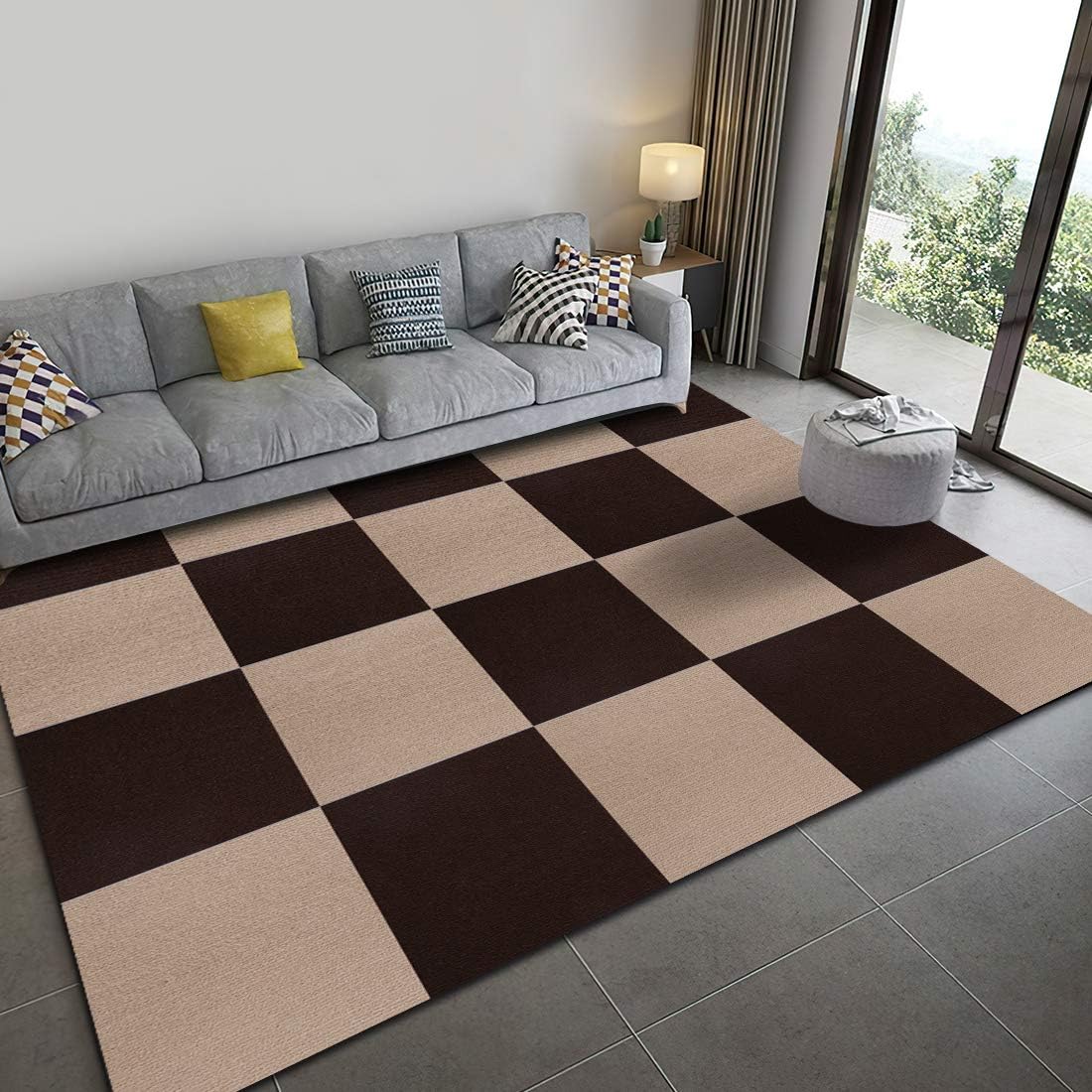 Amazon タイルカーペット ジョイントマット タイルマット チェアマット ズレない 防音 洗える カーペット ペット用 パンチカーペット 床保護マット 30 30cm ブラウン ベージュ 枚 ラグ カーペット オンライン通販