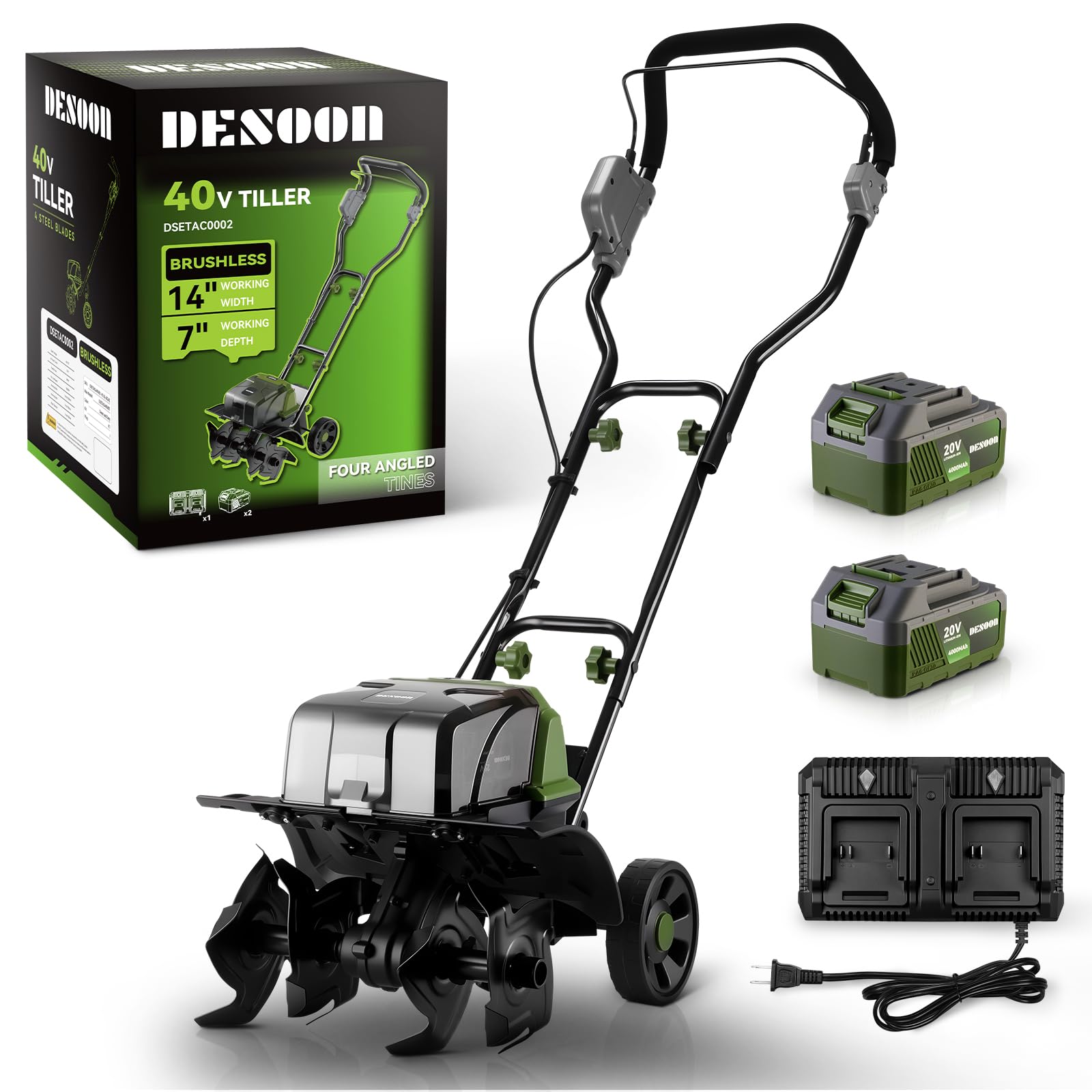 DESOON 40V Electric Garden Tiller