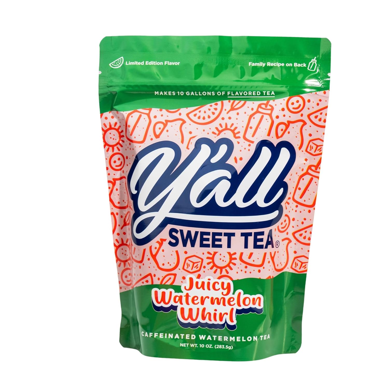 Y'all Sweet Tea Pack of 10 Perfect Batch Tea Bags One Gallon Size (Watermelon