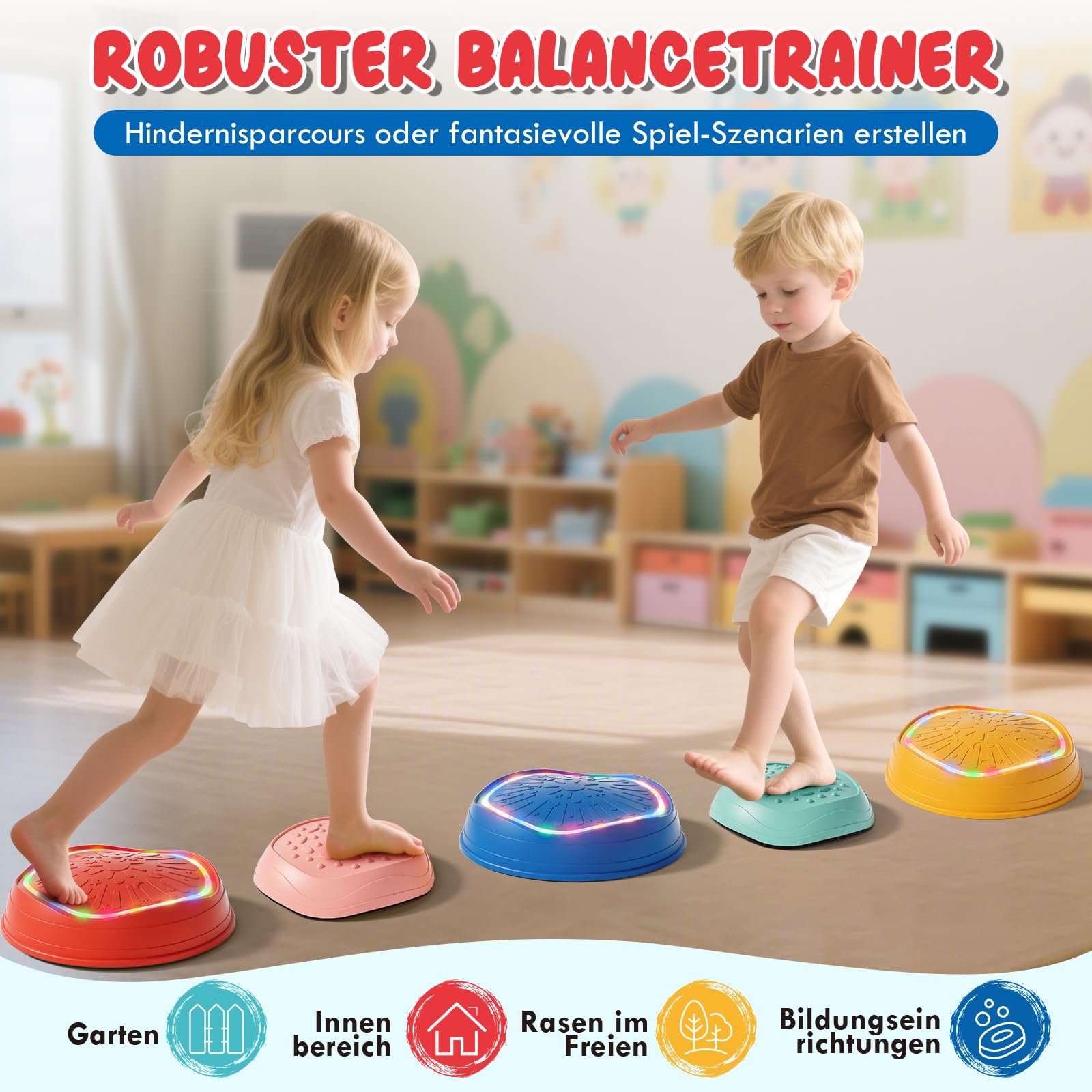 Lehoo Castle Balanciersteine für Kinder mit Lichtern und Musik, Stapelsteine Balance Steine Set