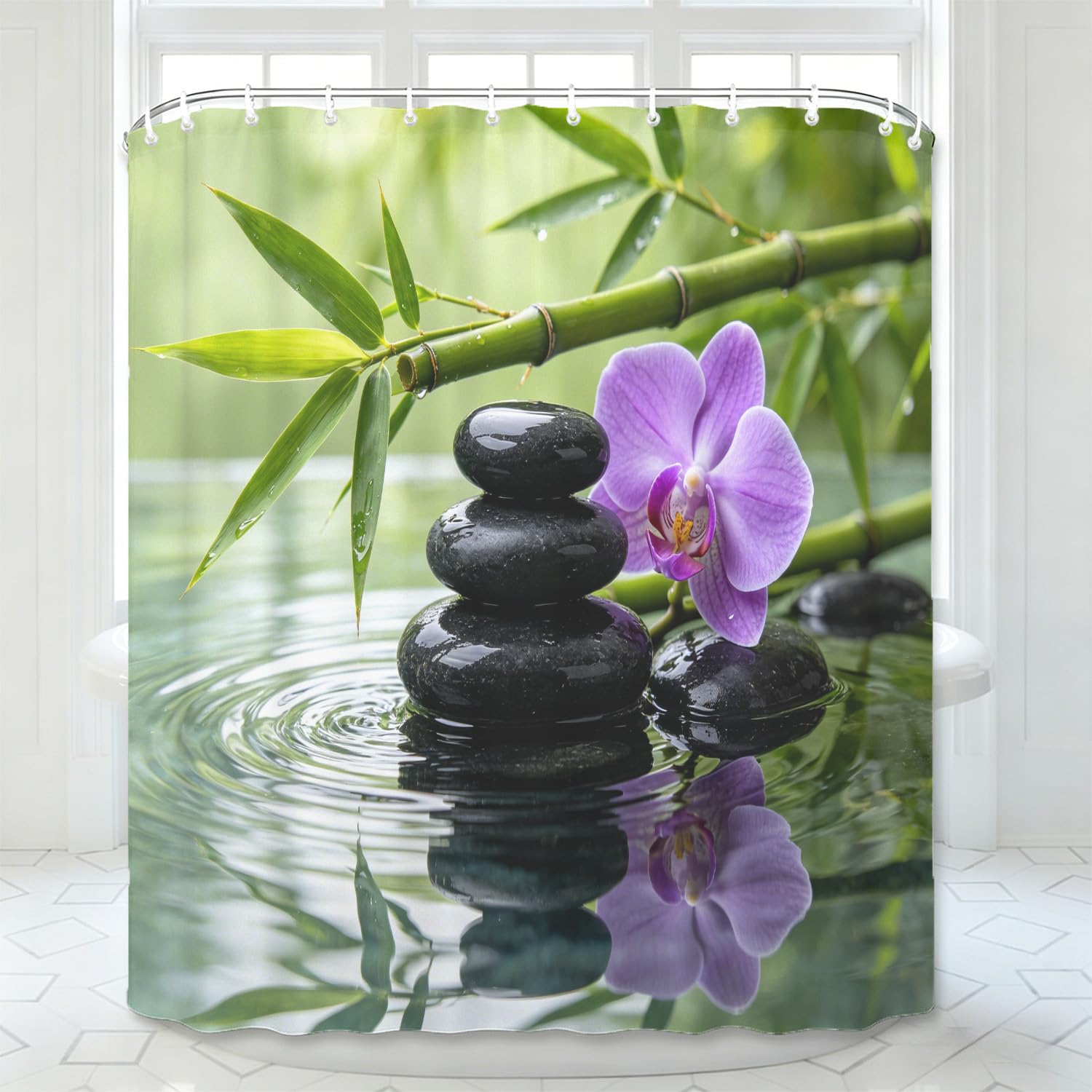 Rideau de douche anti moisissure et imperméable grand format pour baignoire