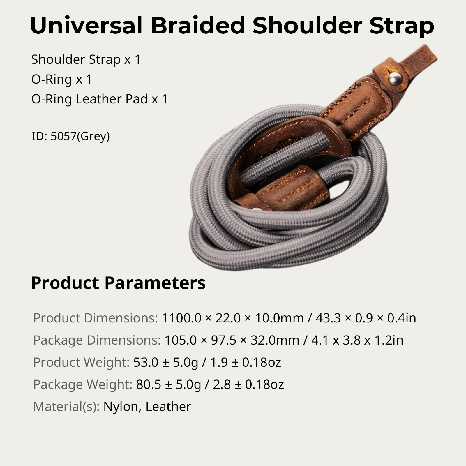 SMALLRIG Shoulder Strap für Kamera, verstellbarer geflochtener Schultergurt für Kamera mit O-Ring und Lederpolster für DSLR/spiegellose Kameras für Sony, für Fujifilm,für Canon, für Nikon