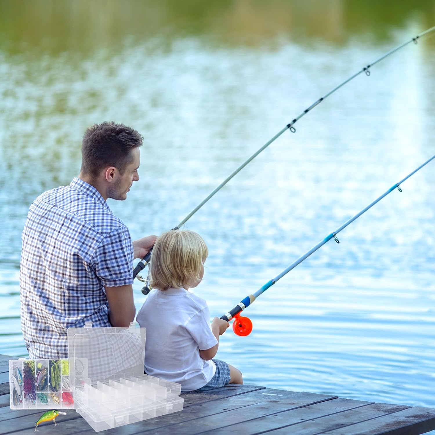 4Pack Large 24 Grids Plastic Organizer Box with Dividers - 24 Compartment Organizer, Clear Tackle Box Organizers and Craft Storage with Adjustable Removable Divider, Fishing Organizer Box for Art DIY - Image 6